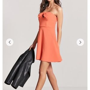Strapless light orange, Coral tube top dress